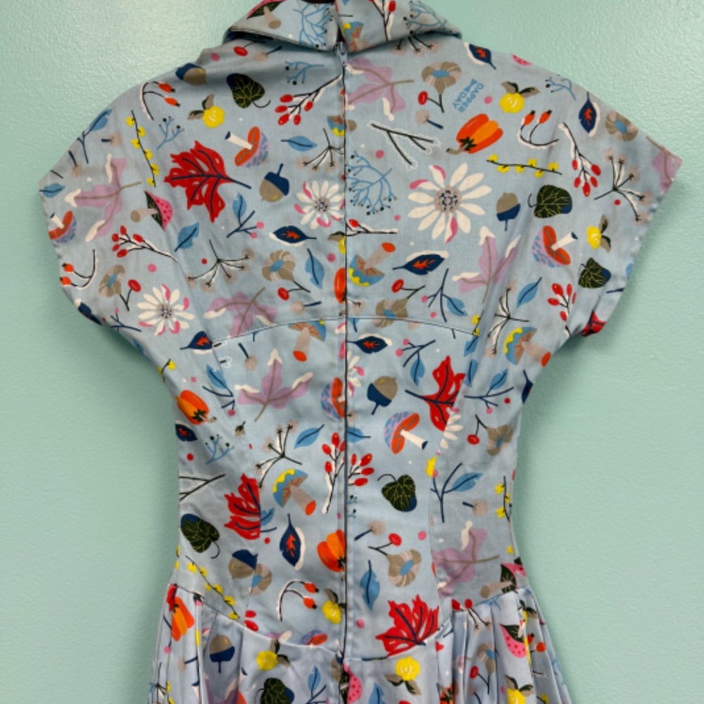 Dapper day fit and flare floral print dress in blue/multi size XS. USED - Picture 6 of 6